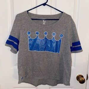 GTM Sportswear Blue Crown T-Shirt with 2 stripes on Sleeves Size Medium